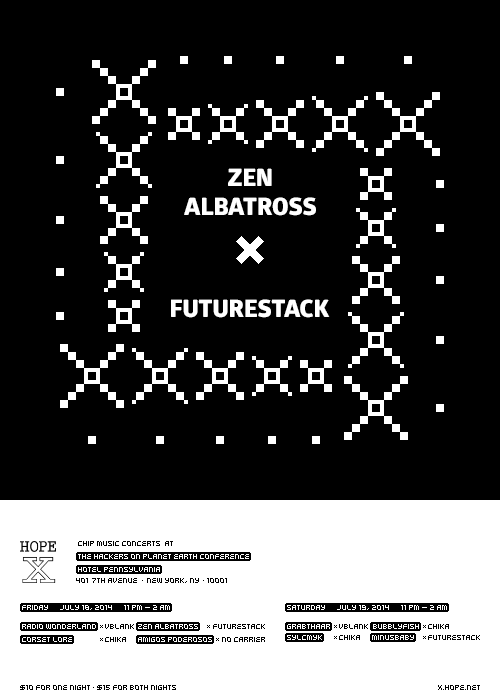 #NYC INCOMING: I’ll be performing at HACKERS ON PLANET EARTH on 7/18 with Futurestack on visuals.
Part of two nights of concerts with additional sets by minusbaby, Bubblyfish, Amigos Poderosos (solo project of José from Balún), and more. Maybe a...